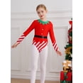 thumbnail image 3 of iiniim Kids Girls Candy Cane Fancy Dress Stripes Santa Helper Leotard Gymnastics Dance Bodysuit Red 6, 3 of 7