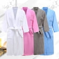 thumbnail image 5 of Night Robe Home Outfit Belt Bathrobe Summer Hooded Attractive Softness Sexy Sleepwear Plus Size Long Sleeve Washable Blue L(165-180CM), 5 of 10