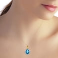 thumbnail image 3 of Galaxy Gold 14K Solid Yellow Gold 20" Necklace with Natural Diamonds and Pear-Shaped Blue Topaz, 14"-24" Sizes, December Birthstone, Symbol of Calm, 3 of 4