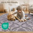 thumbnail image 4 of ODIKA 9'x12' Washable Area Rug Low Pile, Flatwoven, Purple Decorative Faded Botanical Geometric Network Pluple Lilac for Great Room, Indoor Concept, Large Living, 4 of 7