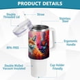 thumbnail image 4 of Fox Flowers Floral 40 oz Tumbler with Handle Insulated&nbsp;Travel Mug&nbsp;Lid Straw Leak Proof Steel Vacuum Water Bottles Glasses Fits in Car Cup Holder, 4 of 7