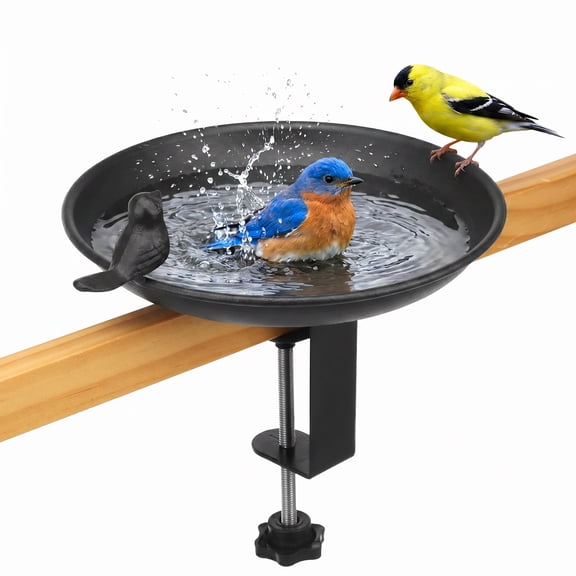 8 in Deck Mounted Bird Bath for Outside,Detachable Birdbath Bowl with Sturdy Clamp,Easy Setup Outdoor Bird Feeder for Verandahs Garden Patio Lawn Decoration