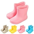 thumbnail image 4 of XIMIN Toddler Kids Girls Low Heel Slip-On Ankle Round Toe Solid Color Rain Boots Outdoor Wear-Resistant Non-Slip Waterproof Fashion Shoes, 4 of 7