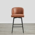thumbnail image 2 of CHITA 27" Swivel Upholstered Counter Bar Stools with Back & Metal Legs Set of 3,Faux Leather in Terracotta, 2 of 7