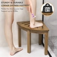 thumbnail image 3 of Bambloom 12" Corner Shower Stool,Bamboo Shower Foot Rest for Shaving Legs,Non-Slip Waterproof Small Shower Stool for Inside Shower,Walnut, 3 of 7