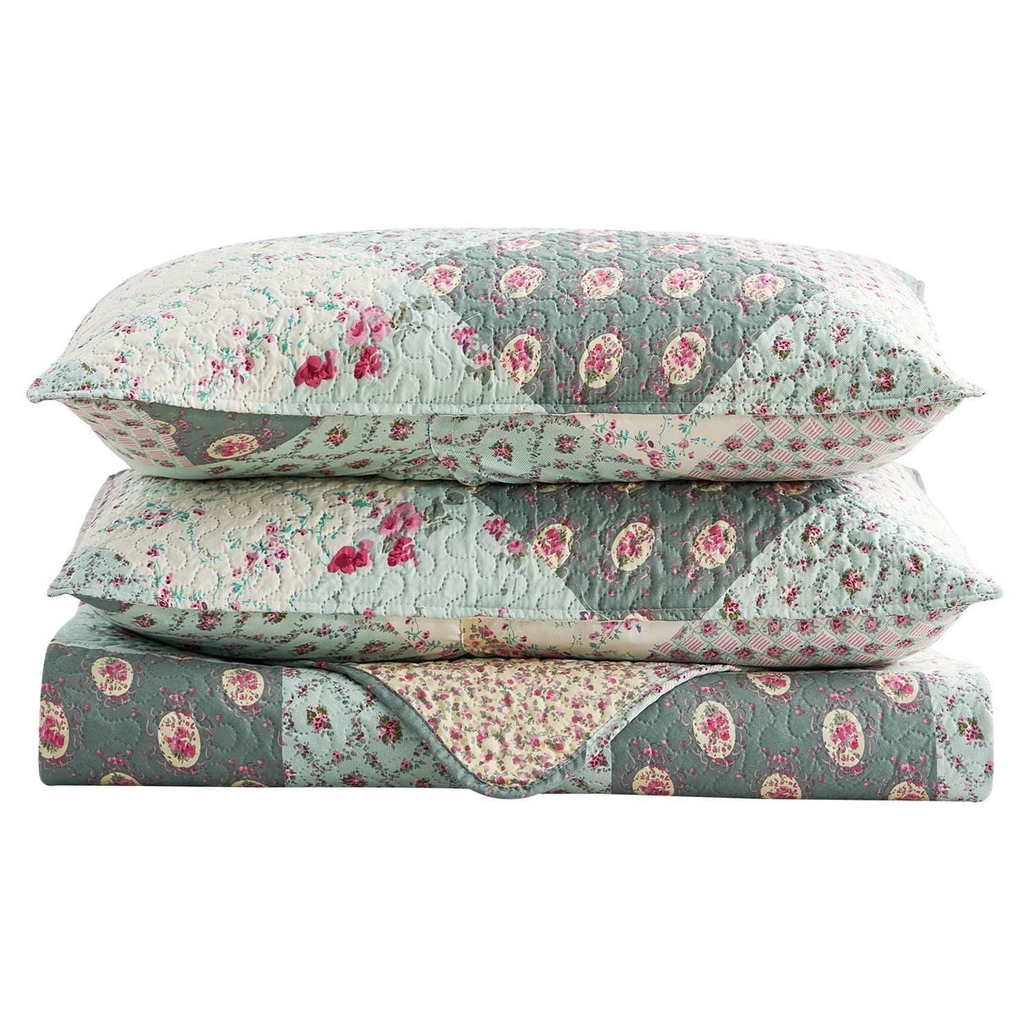 JML Quilt Set, Queen, Pastorale Green, 3 Piece