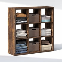 Furinno CUBIC 9-Cube Closet Organizer Open Shelf Extra Thick Frame Amber Pine