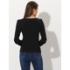 thumbnail image 4 of Camiseta Suelta Básica de Manga Larga Allegra K Cuello En V para Oficina Informal Mujer Negro M, 4 of 6
