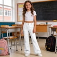 thumbnail image 5 of Gunia Uniform Pants For Little Girls School Flared Leg Dress Pants For Casual Daily Wear Stretchy Comfortable Bottom Trousers White 5-6 Years, 5 of 6