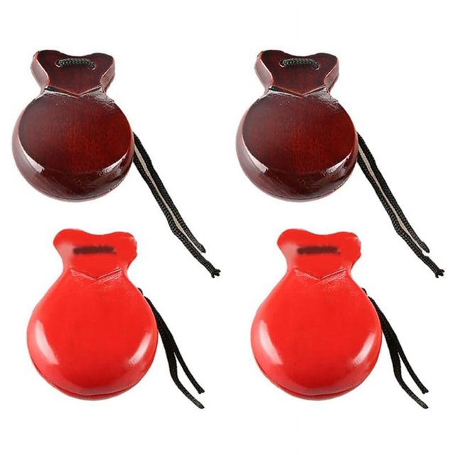 Flamenco Dance Orff Percussion Instrument Rap Hardwood Spanish Castanets Red & Brown