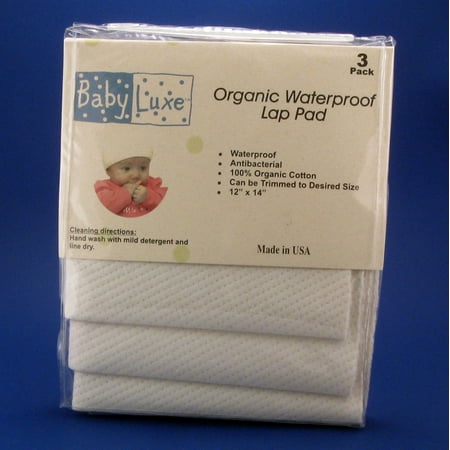 Babyluxe Organic Waterproof Lap Pad, 3pk - 12" x 14"