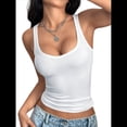 thumbnail image 3 of Top Corto Informal Ajustado de Punto Acanalado Sin Mangas con Cuello Cuadrado para Mujer L, 3 of 8