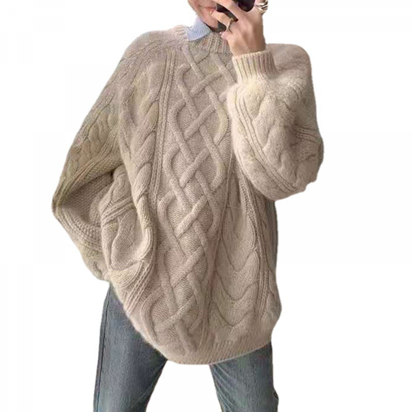 Women's 2022 Winter Pullover Sweater Casual Long Sleeve Crewneck Loose Chunky Knit Jumper Tops Blouse