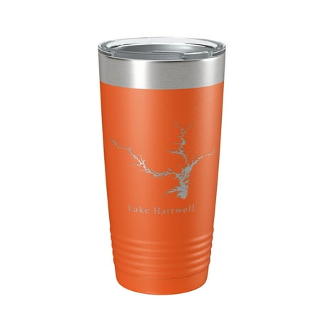 

Lake Hartwell Map Tumbler Travel Mug Insulated Laser Engraved Coffee Cup Georgia South Carolina 20 oz Orange