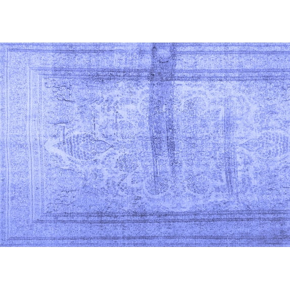 Ahgly Company Machine Washable Indoor Rectangle Abstract Blue Contemporary Area Rugs, 5' x 7'