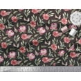 thumbnail image 3 of Soimoi Brown Cotton Voile Fabric Leaves & Peony Floral Fabric Prints By Yard 42 Inch Wide, 3 of 3