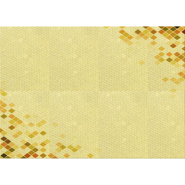 Ahgly Company Machine Washable Indoor Rectangle Transitional Sun Yellow Area Rugs, 8' x 12'