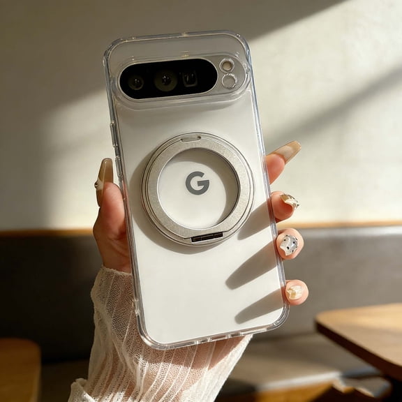 For Google Pixel 10 Phone Case,Compatible With Wireless Charging,With 360° Rotatable Ring Kickstand,Anti-Scratch Shockproof Anti-fall Drop Protection,Rugged Thin Fit Phone Case,Clear