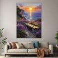 thumbnail image 6 of Mudket Sunset Lavender Ocean Canvas Wall Art, Coastal Floral Landscape Wall Decor, Butterfly Nature Artwork for Living Room Bedroom, Framed Ready to Hang - 12"L x 8"W, 6 of 10