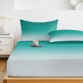 thumbnail image 6 of Twin XL Size Fitted Sheet Set - Teal Ombre 2 Piece Bedding Sets 16" Deep Pocket Fitted Sheet with 1 Pillowcases, Turquoise White Gradient Modern Abstract Art Brushed Microfiber Hotel Bed Sheets, 6 of 9