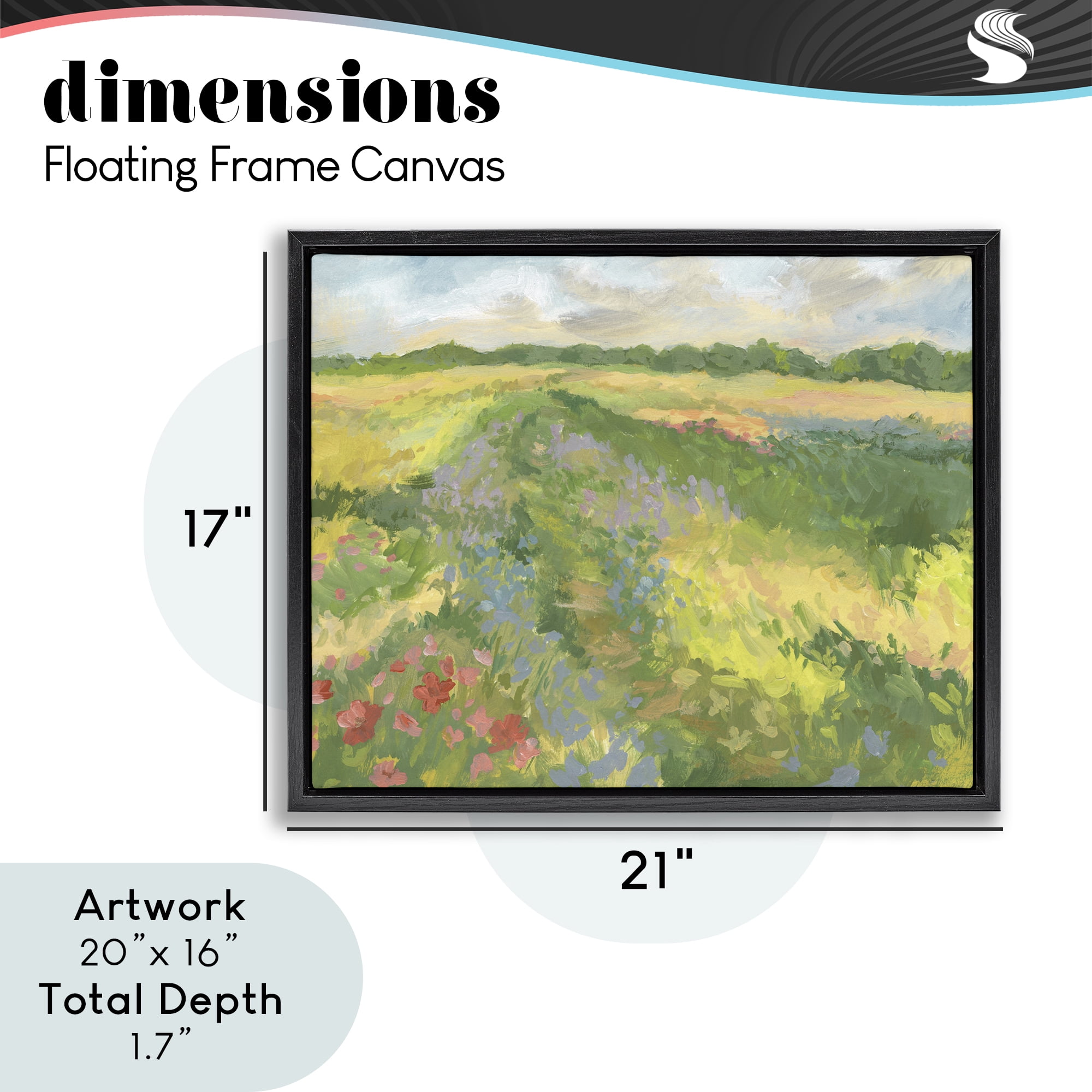 Stupell Industries Windswept Flower Meadow Black Framed Floater Canvas Wall Art, design by Victoria Barnes