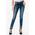 thumbnail image 2 of Grace in LA Women's Floral Embellish Embroidered Skinny Fit Stretch Jeans (26, Blue Stonewashed), 2 of 3