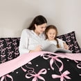 thumbnail image 4 of Erosebridal Black Pink Bow-tie Girls Queen Comforter Set, Princess Style Bedding Comforter Set, 3pcs, 4 of 6
