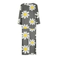 thumbnail image 3 of Blczomt Silk Pajamas for Women Yellow Silk Two-Piece Set Floral Sleepwear Sets Robe Women, 3 of 4