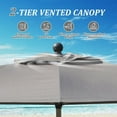 thumbnail image 3 of TOTAL 9.68'×6.4’Patio Umbrella Outdoor Market Umbrella with Aluminum Pole, UV Resistant Canopy, Wind Vent, Tilt & Crank System, Perfect for Patio, Garden, Deck, Pool, Outdoor Dining, Gray, 3 of 8