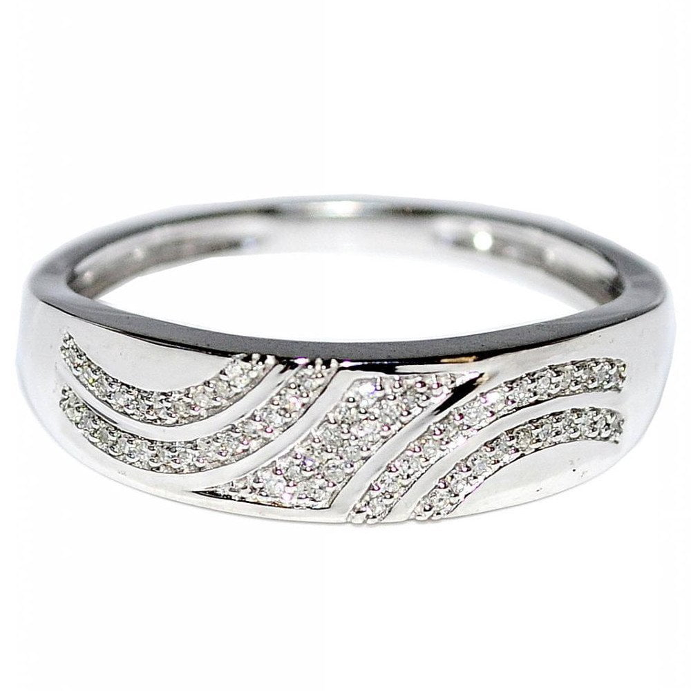 Midwest Jewellery 10K White Gold Wedding Band Mens 0
