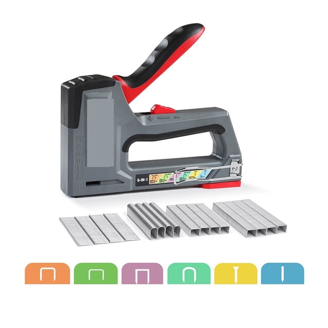 6-in-1 Heavy Duty Staple Gun For Fixing Material Manual Nail Gun Wth Two Power Options For DIY Home Decor
