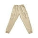thumbnail image 4 of Pantalones largos para hombre, informales, a la moda, transpirables, con cintura elástica y múltiples bolsillos, pantalones cargo con cierre de velcro, pantalones de rayón para hombre., 4 of 9