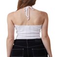 thumbnail image 2 of Women Lace Trim  Tops Solid Color/Print Tie-Up Halter Neck Sleeveless Vests Summer Slim Fit, 2 of 3