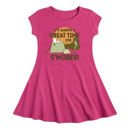 

Peanuts - It s Always A Good Time For Smores - Toddler And Youth Girls Fit And Flare Dress