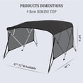 thumbnail image 5 of 4 Bow Bimini Tops for Boat, 8'L*54" H*67"-72" W Boat Canopy with Zippered Light Transmission Side Curtains, Pu Coating Canvas, 1" Aluminum Frame, Include 2 Straps, 2 Stable Rear Support Pole,Black, 5 of 8