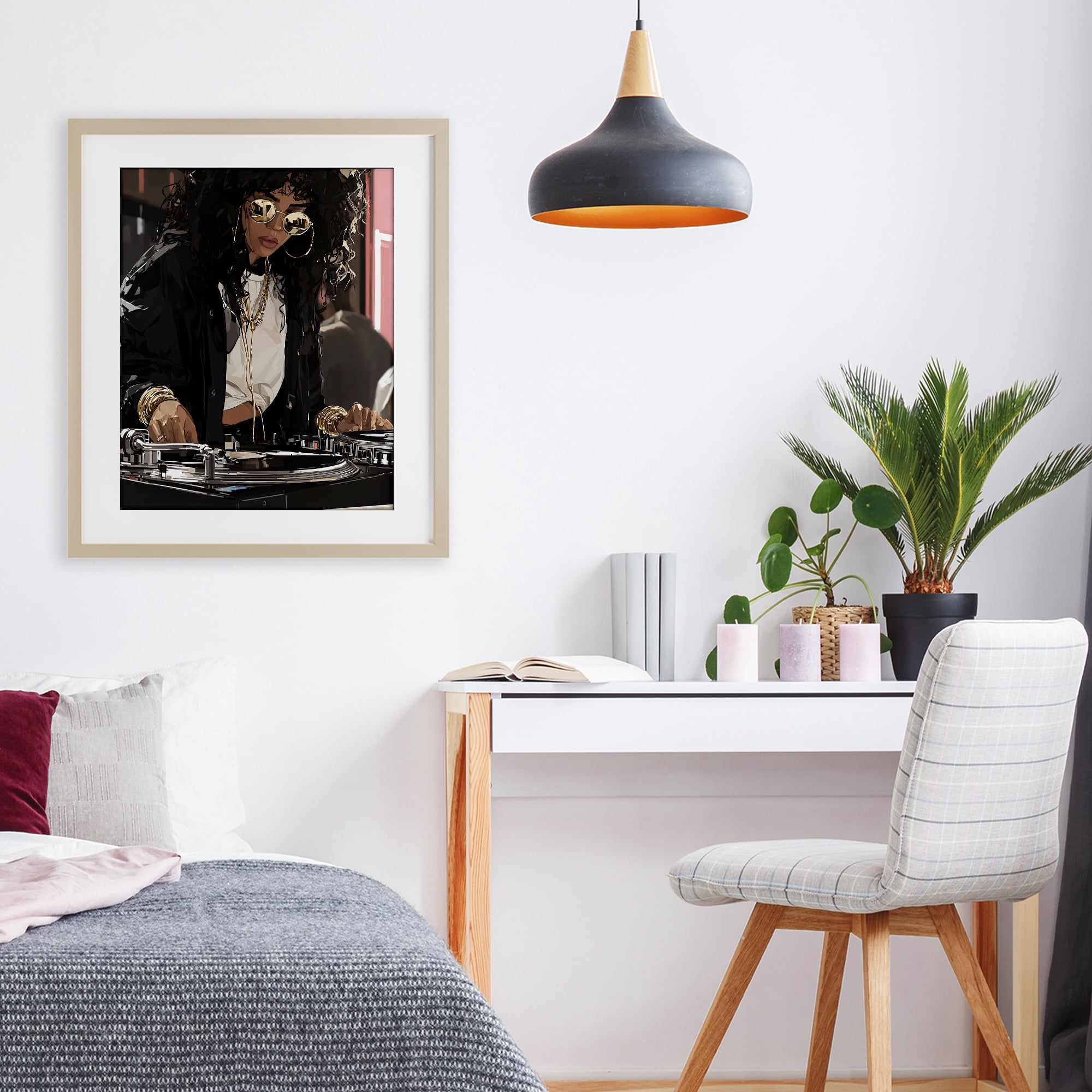 Stupell Industries DJ Focused On Turntables Birch Framed Print Under Glass, design by Franklyn Gregory