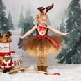 thumbnail image 6 of IBTOM CASTLE Toddler Kids Girls Xmas Jungle Party Animal Giraffe Deer Clothes Halloween Christmas Cosplay Tutu Dress up with Reindeer Antlers Headband for Photo Shoot 2 Years Coffee - Reindeer, 6 of 8
