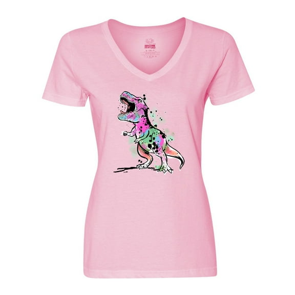 Inktastic Graffiti Paint Splatter T-Rex Women's V-Neck T-Shirt