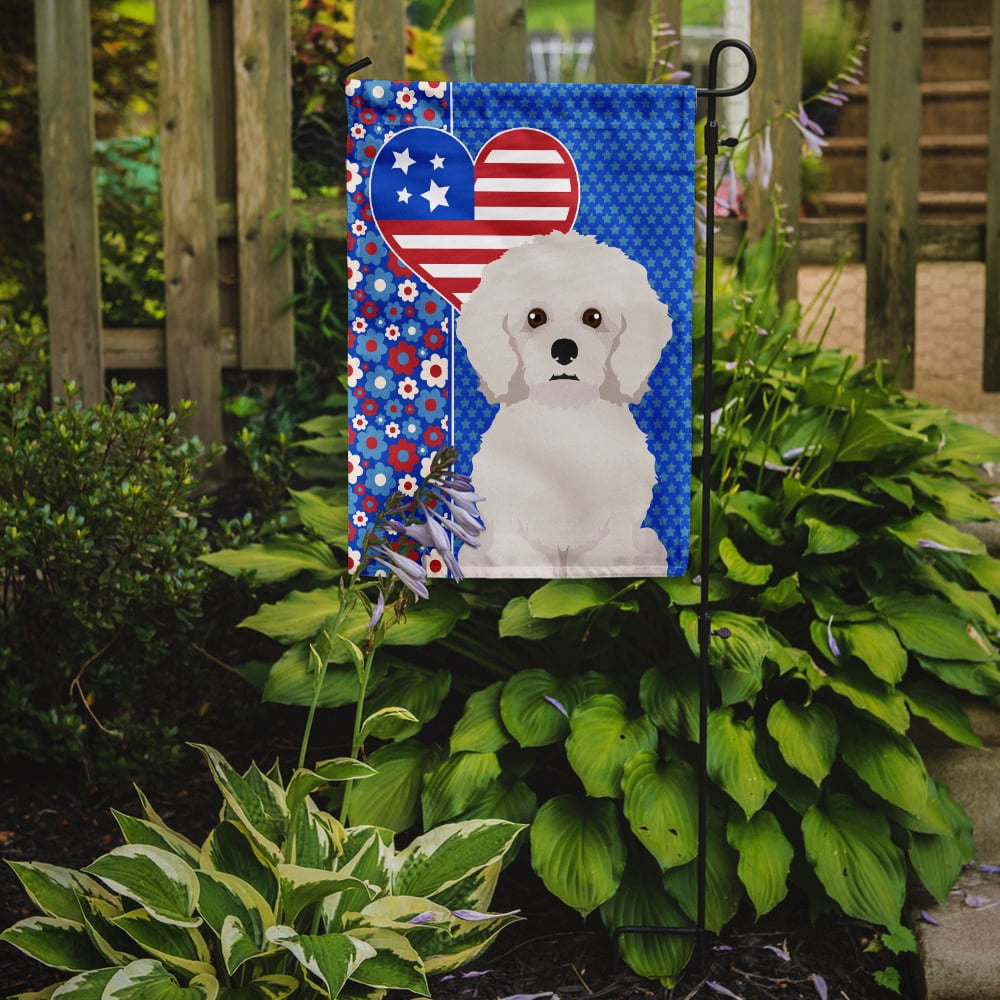 Bichon Frise USA American Flag Garden Size 11.25 in x 15.5 in