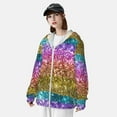 thumbnail image 5 of Kll Glitter Rainbow Print Men'S Women’s Upf 50+ Sun Protection Outdoor Hoodie Jacket Long Sleeve Fishing Hiking Performance Shirt- Large, 5 of 8