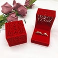 thumbnail image 3 of Joyero de terciopelo para anillos, collares y pendientes (rojo) Rojo Verde, 3 of 5