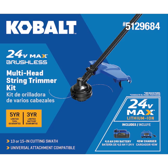Kobalt 24-volt 15-in Split Shaft Attachment Capable Battery String Trimmer 4.0 Ah (Battery Included) (Charger Included)
