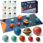 Montessori Planet Toys for 3 Year Old, Wooden Planets for Kids Solar System Toys, Educational Learning Preschool Toys
