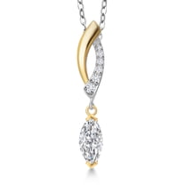 Gem Stone King 925 Silver and 10K Yellow Gold Lab Grown Diamond Pendant Necklace for Women | 0.33 Cttw | Gemstone April Birthstone | Marquise 7X3MM | DEF Color | VVS-VS Clarity | With 18 inch Chain
