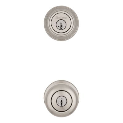 Kwikset 991 Juno Keyed Entry Door Knob and Sgl Cyl Deadbolt Combo Pack in SN