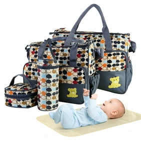 iMountek Diaper Bag Mummy Maternity Baby Nappy Bag Travel Nursing Handbag With Insulated Water Bottle Bag/ Baby Napping Changing Pad For Women/Girls/Mum 5 Piece Set,Grey