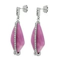 thumbnail image 3 of Womens Stainless Steel Pink Stone and Glass Drop Earrings, 3 of 4
