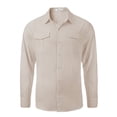 thumbnail image 3 of CVLIFE Hauts pour Hommes Col Rabattu T-shirt Col à Revers T-shirt Coupe Régulière Manche Longue Tee Plage Automne Chemises Abricot 3TG, 3 of 7