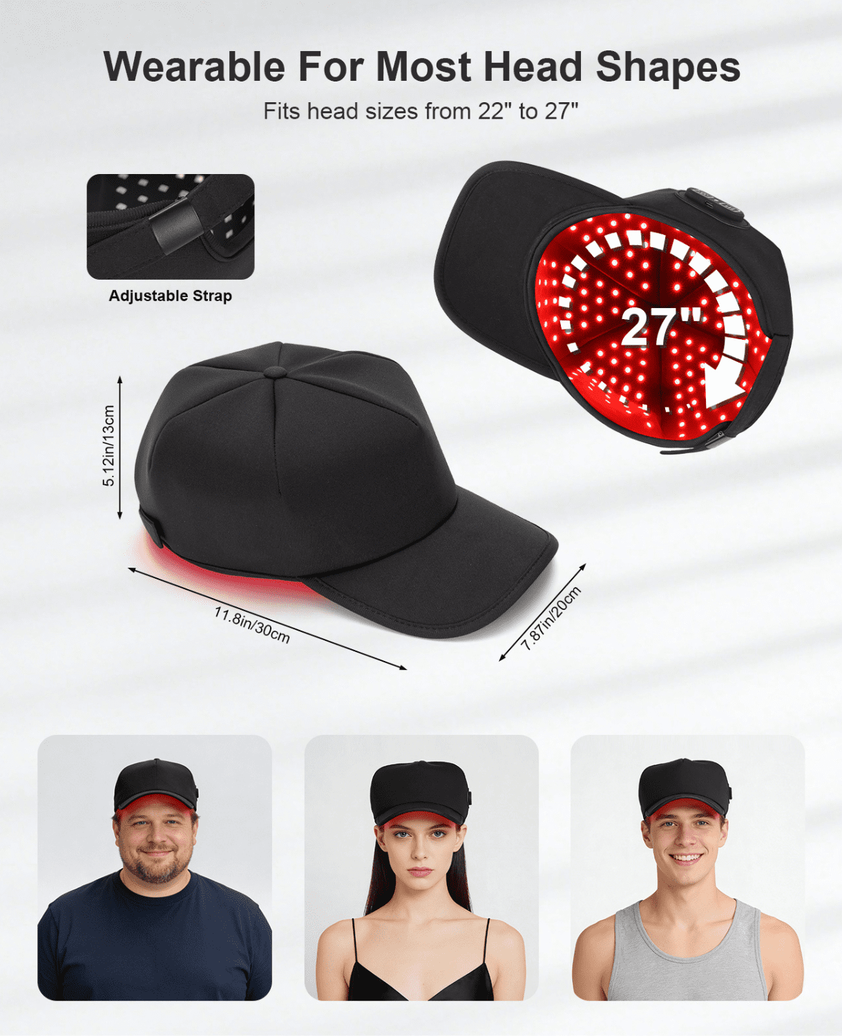 Head Massager LED Cap with 540 Medical Grade LEDs - 6 Modes & Adjustable Fit 22-27 - Rechargeable Red Light Cap for Scalp Health - Wireless Travel-Friendly