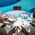 thumbnail image 6 of Blue Snowman Christmas Round Tablecloth, Fitted Table Cover with Elastic for 45"-54" Round Tables, Xmas Snowflake Birds Berry Winter Table Cloth Outdoor Indoor Dinning Party Waterproof Tablecloths, 6 of 7